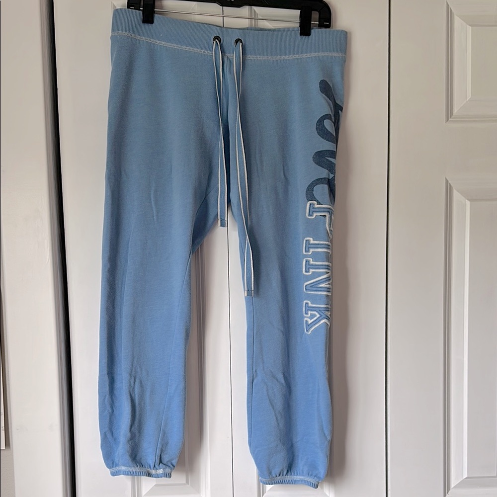 Victoria's Secret PINK Blue Joggers with Elastic Cuffs and Drawstring Waist